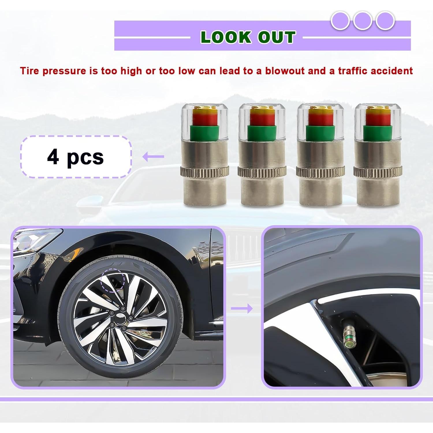 4 Tapones de Válvula de Sensor de Presión de Neumáticos KEVWR