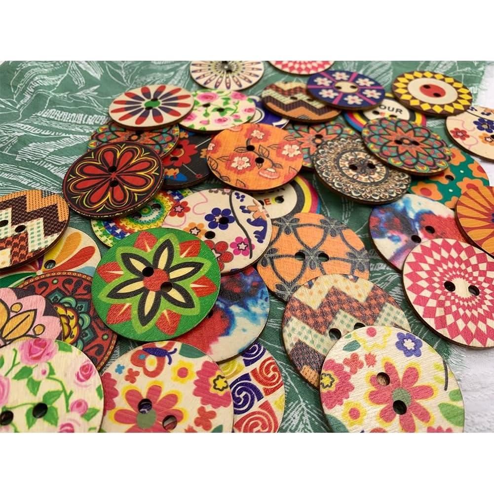 Set de 30 Botones de Madera Grandes Mahaohao 50mm Mixtos