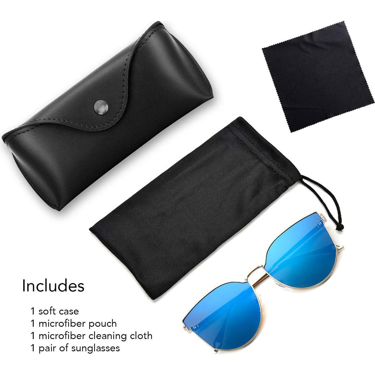 Gafas de sol estilo gato UV400 con lentes espejados - Azul