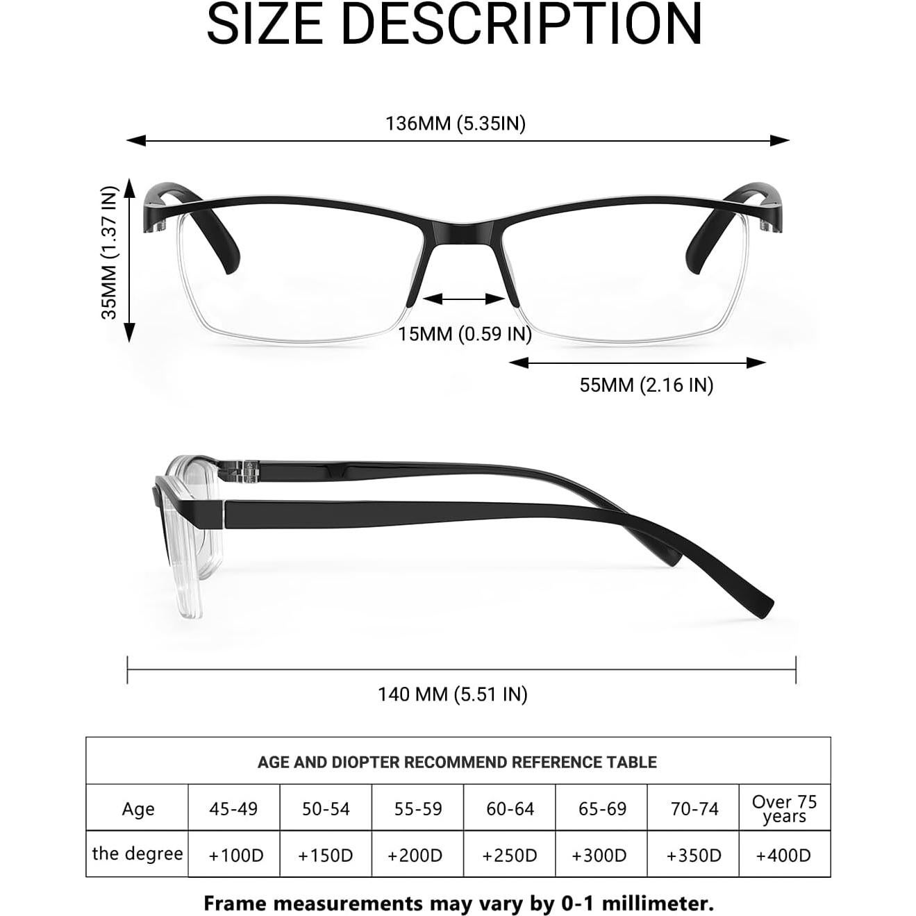 Gafas de lectura TERAISE anti-luz azul 3.75x para adultos