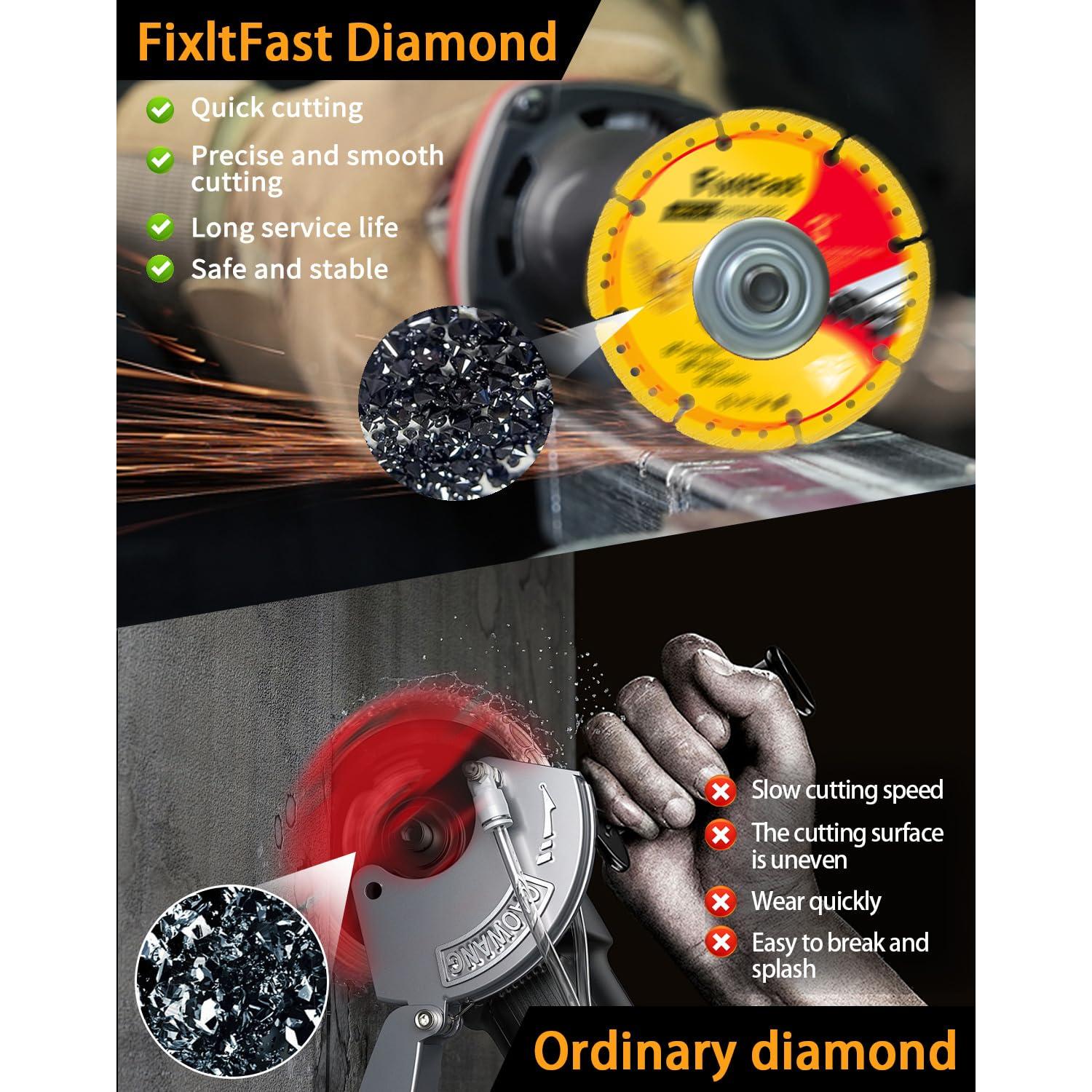 Rueda de Corte de Diamante FixltFast 75 mm para Amoladora