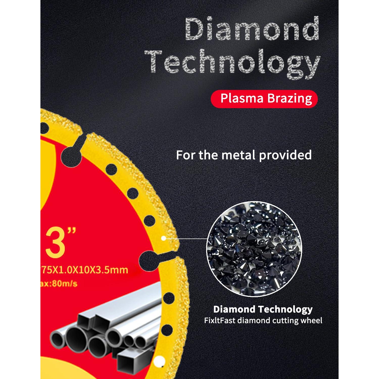 Rueda de Corte de Diamante FixltFast 75 mm para Amoladora