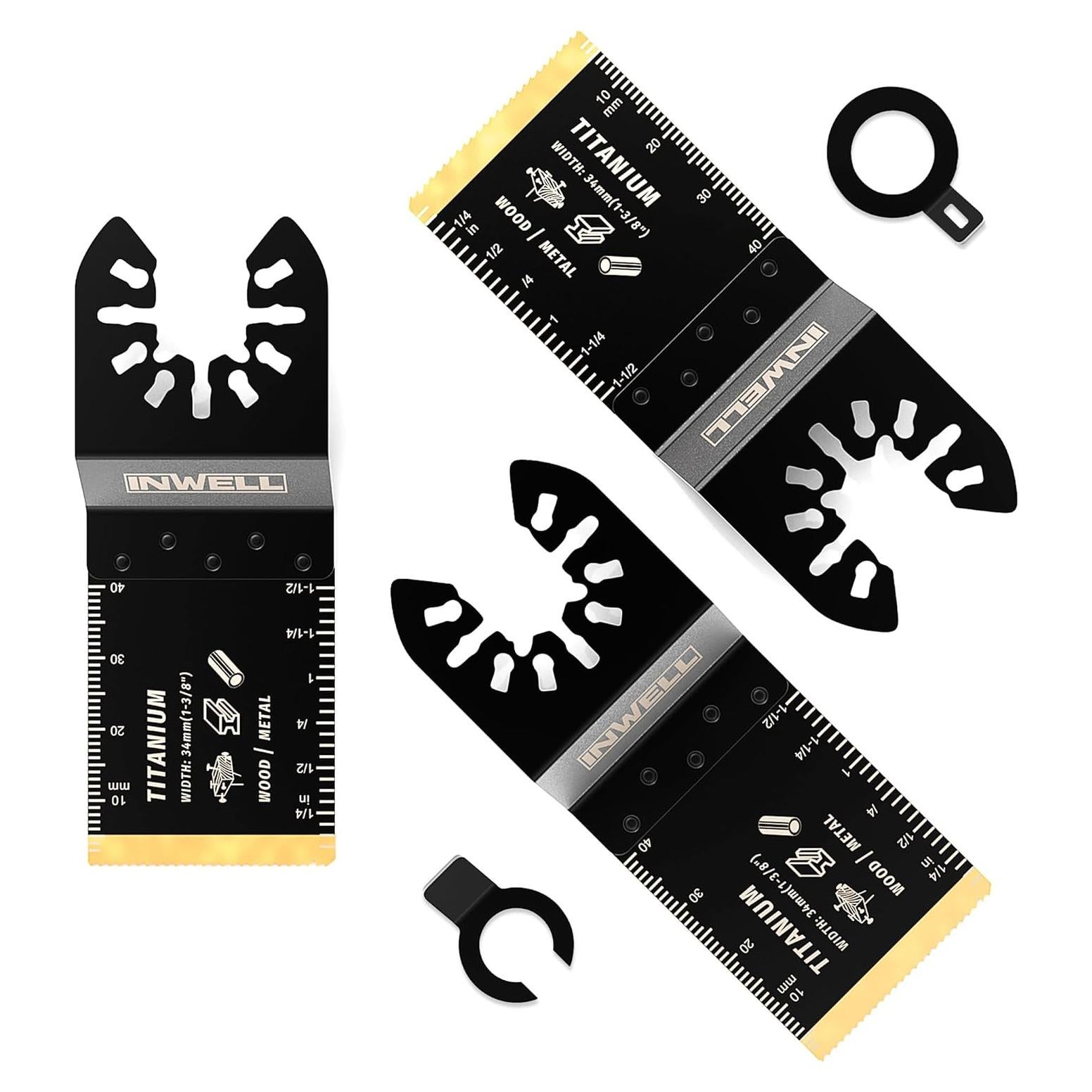 3 Hojas de Sierra Oscilante Inwell Titanio 10.8cm para Madera y Metal