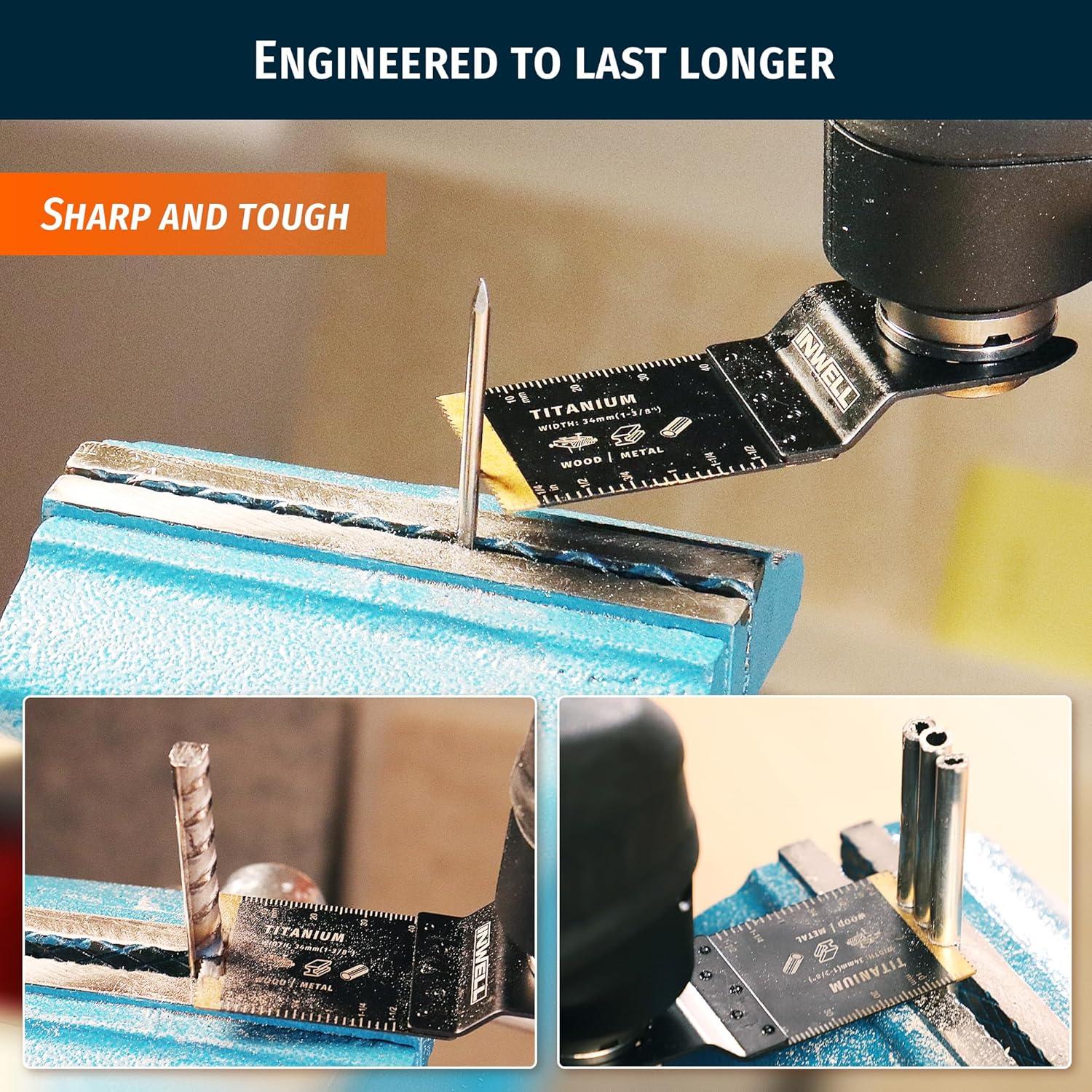 3 Hojas de Sierra Oscilante Inwell Titanio 10.8cm para Madera y Metal