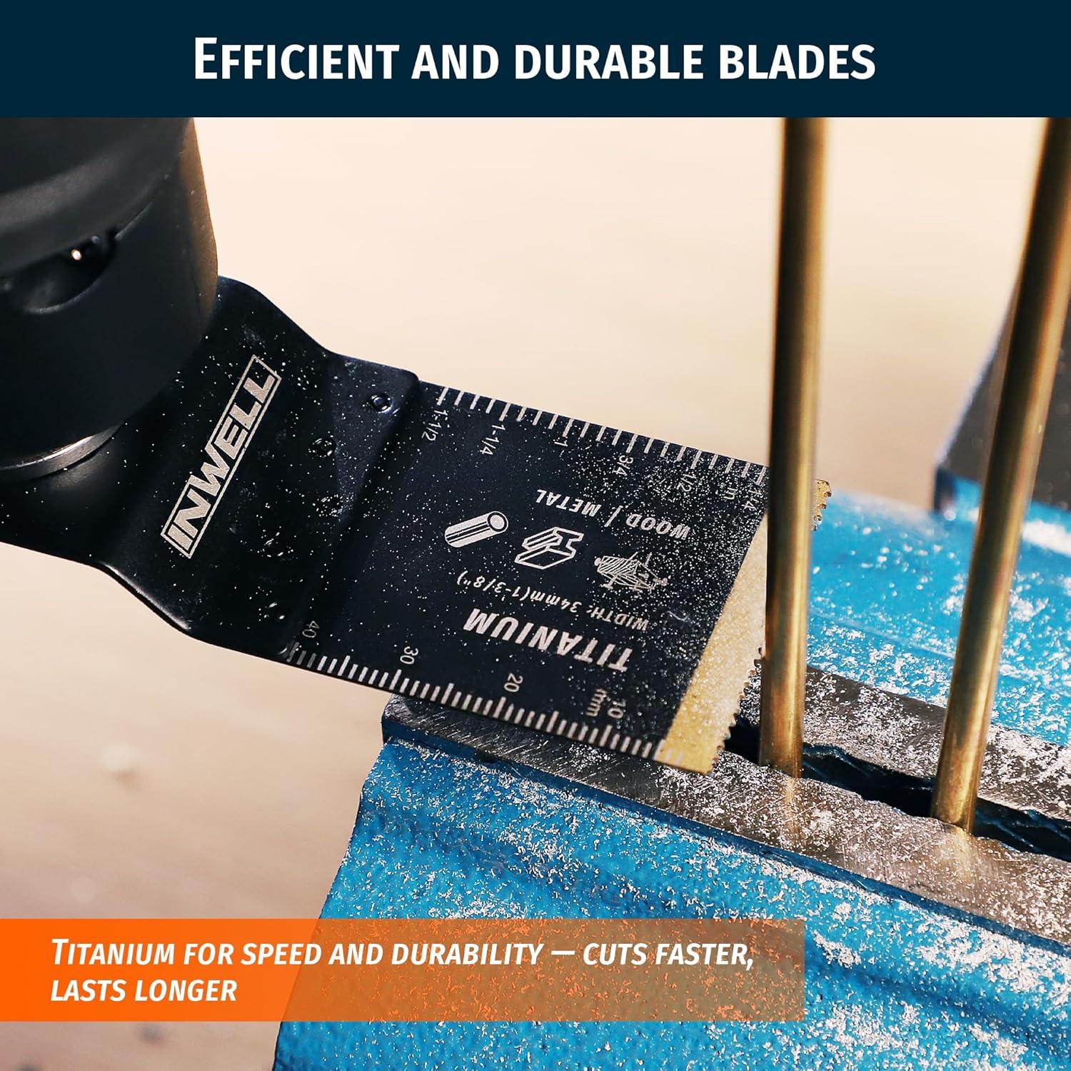 3 Hojas de Sierra Oscilante Inwell Titanio 10.8cm para Madera y Metal
