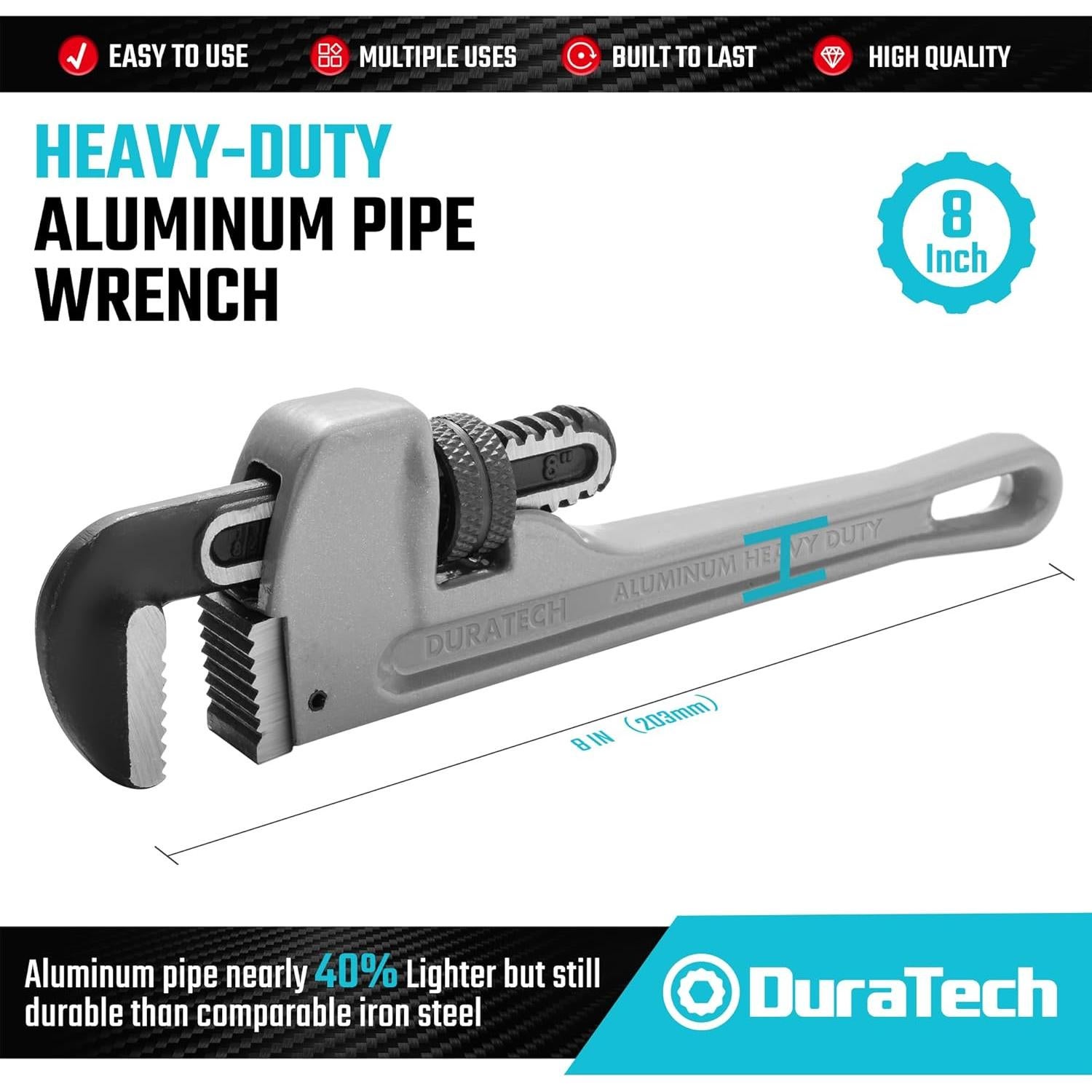 Llave de Tubo Ajustable DURATECH 203 mm Aluminio Alta Resistencia