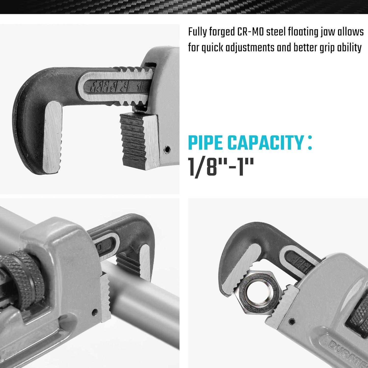 Llave de Tubo Ajustable DURATECH 203 mm Aluminio Alta Resistencia