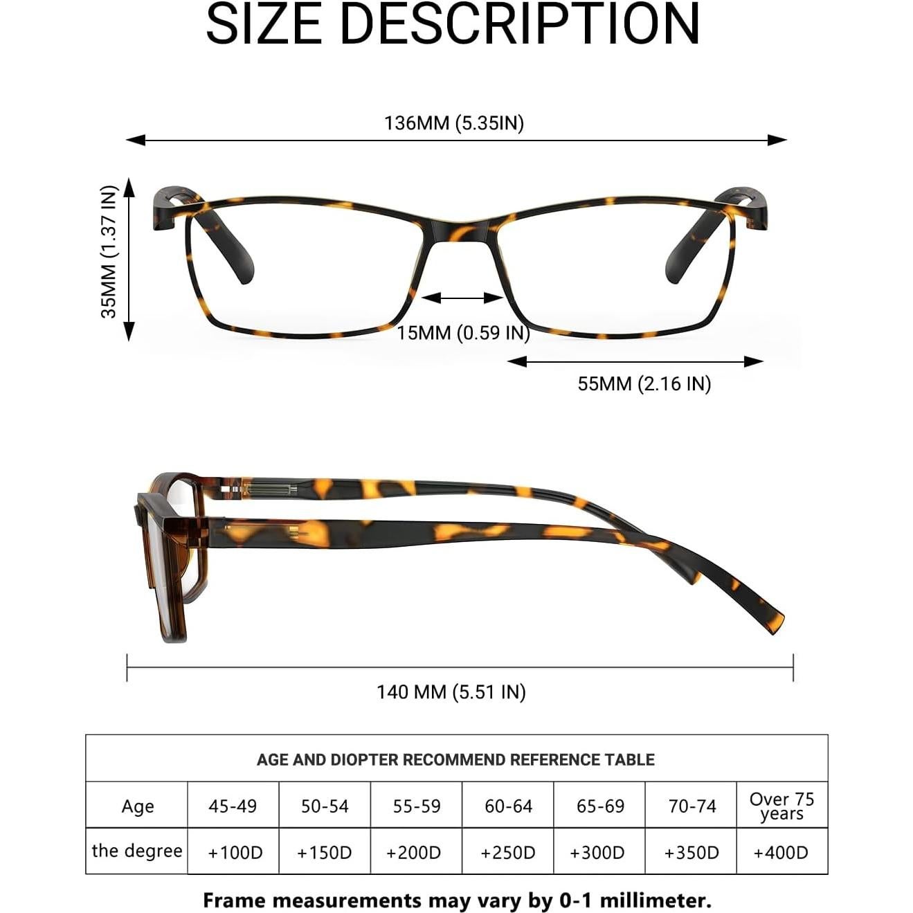 Gafas de lectura TERAISE 4 pcs anti-luz azul 1.5x