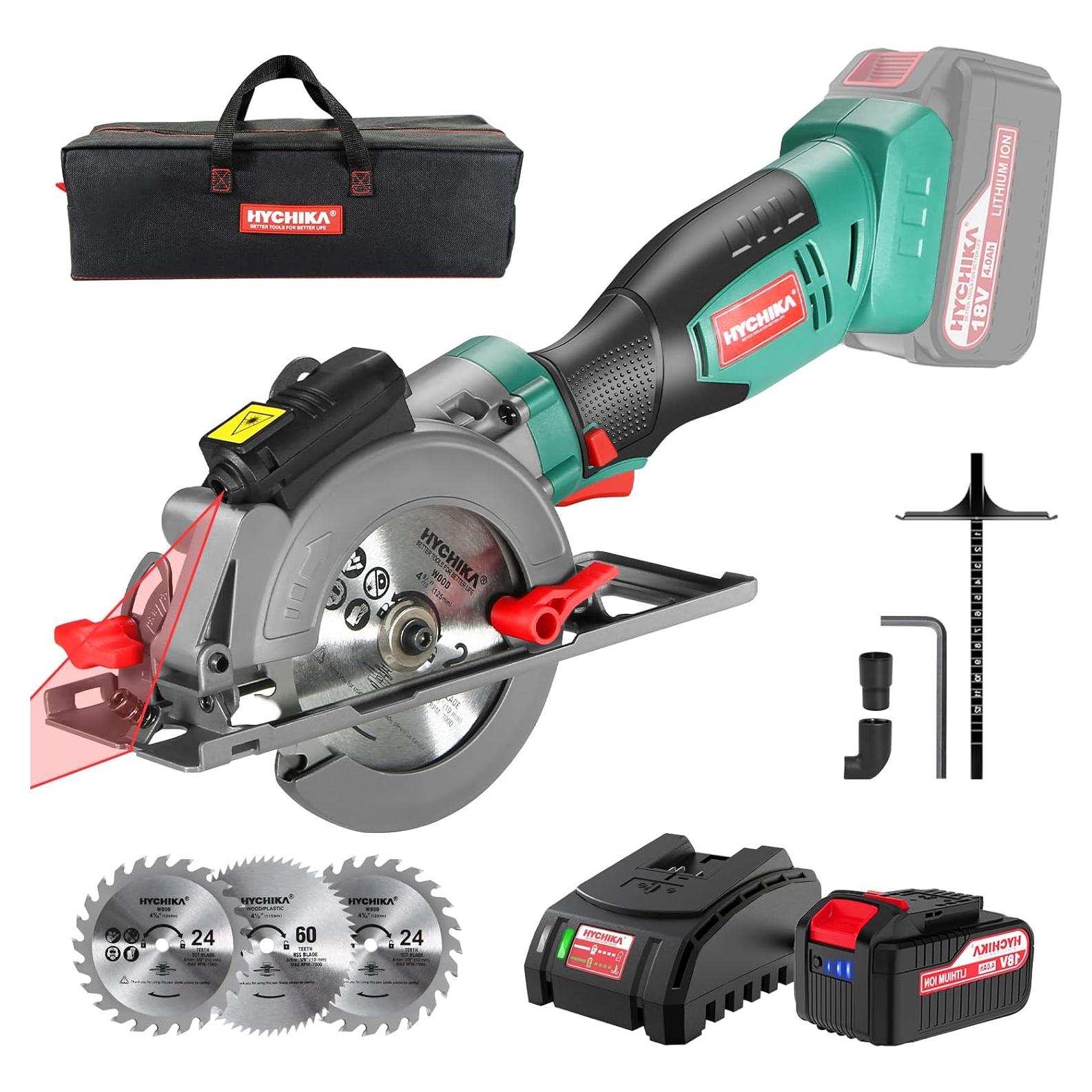 Sierra Circular Inalámbrica HYCHIKA 18V 4.0Ah 3 Cuchillas