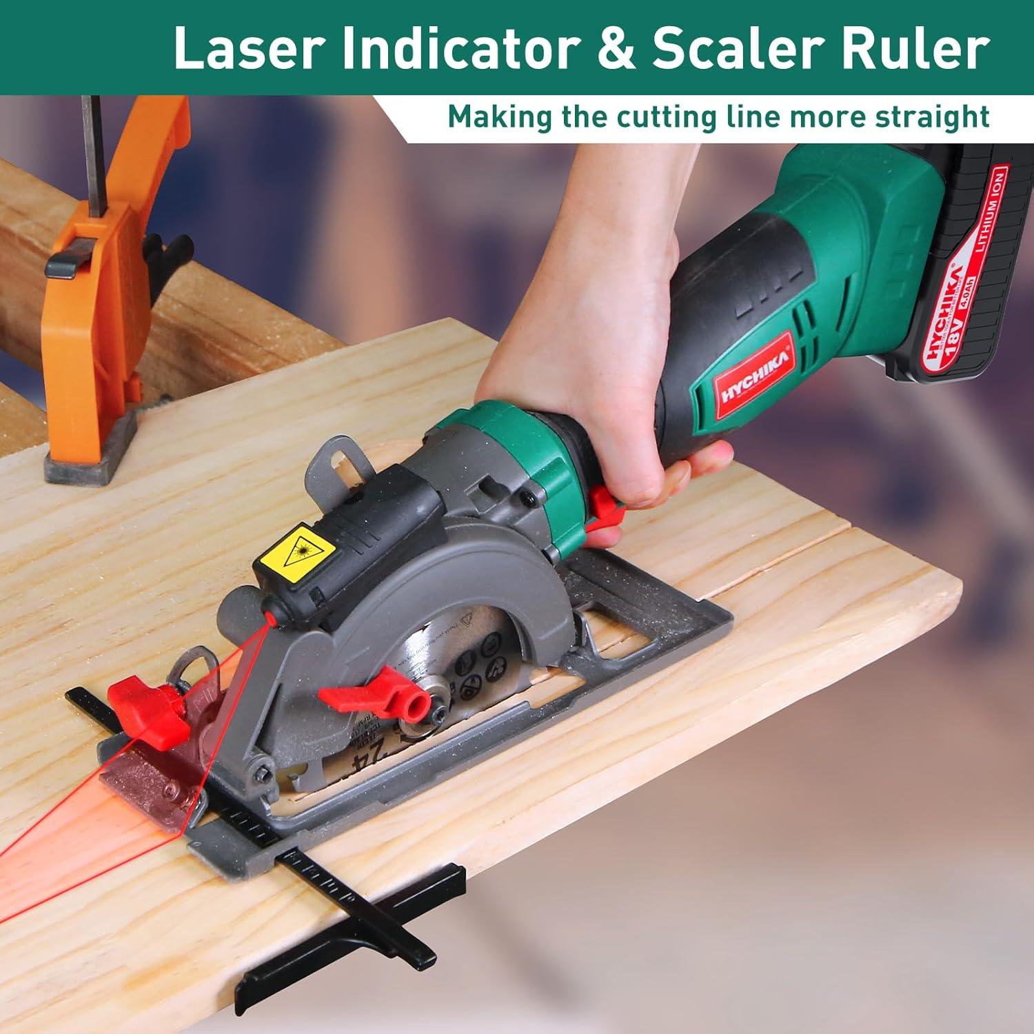 Sierra Circular Inalámbrica HYCHIKA 18V 4.0Ah 3 Cuchillas