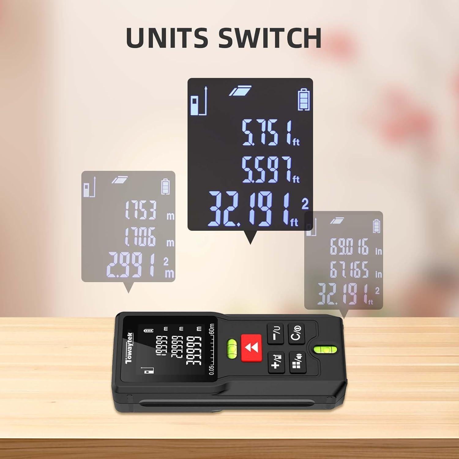 Medidor Láser Digital Towaytek MD60 60m Precisión ±2mm