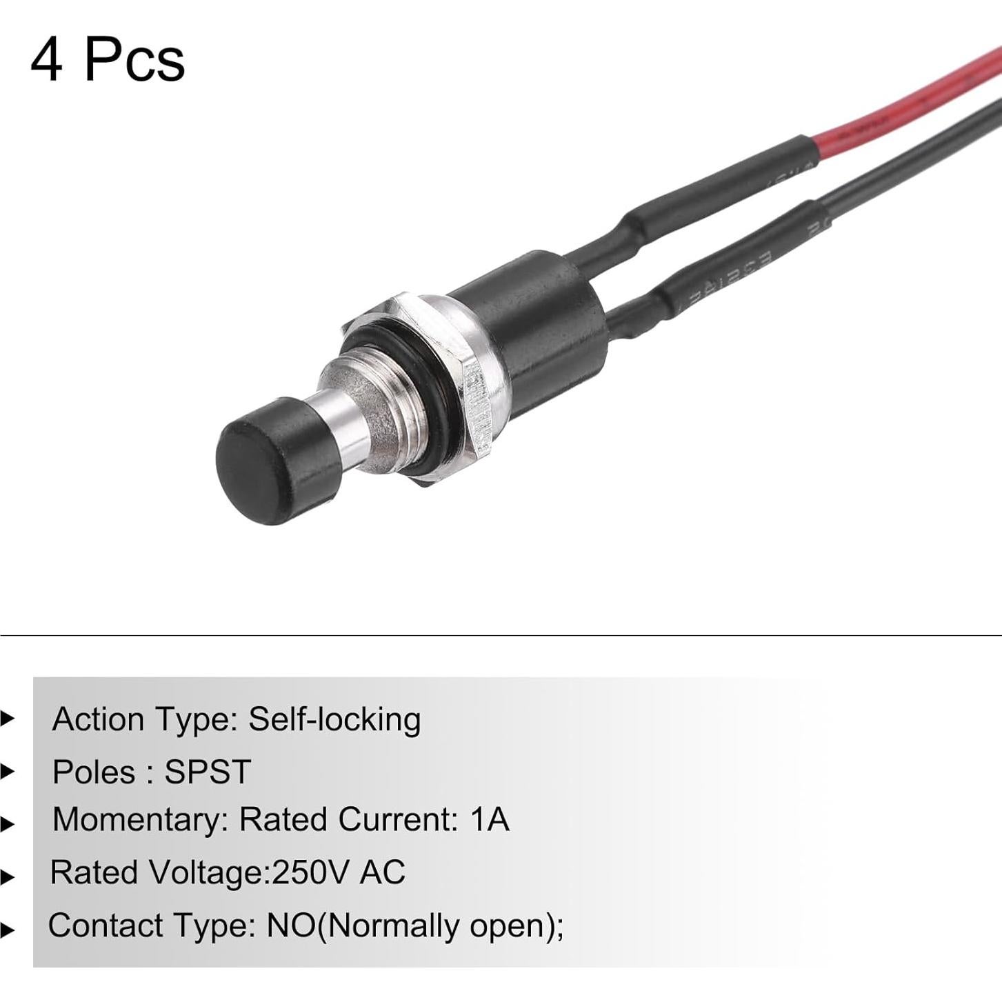 Interruptores de Botón con Cable MECCANIXITY 4 Pcs 3A 250V