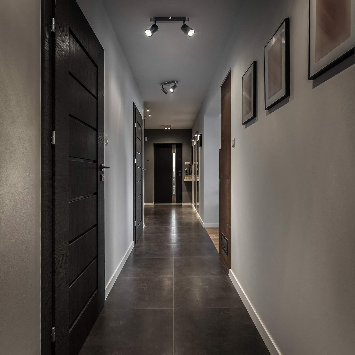 Foco de Techo Ajustable SGGSHENNAN 2 Luces GU10 Negro