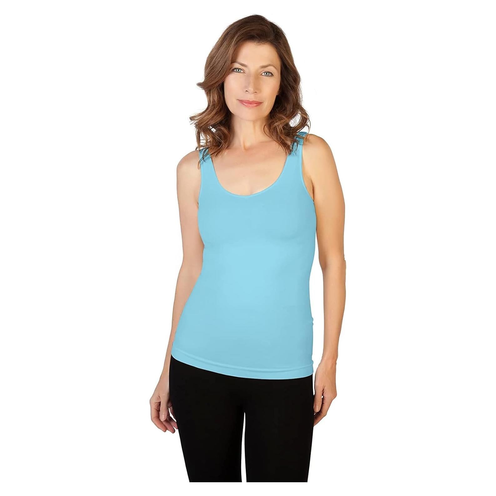 Camiseta sin mangas ancha para mujer Skinny Tees Aqua