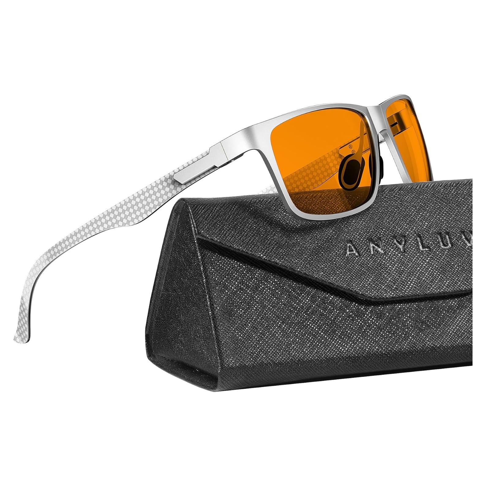 Gafas de Luz Azul ANYLUV Plata Fibra de Carbono Ligeras