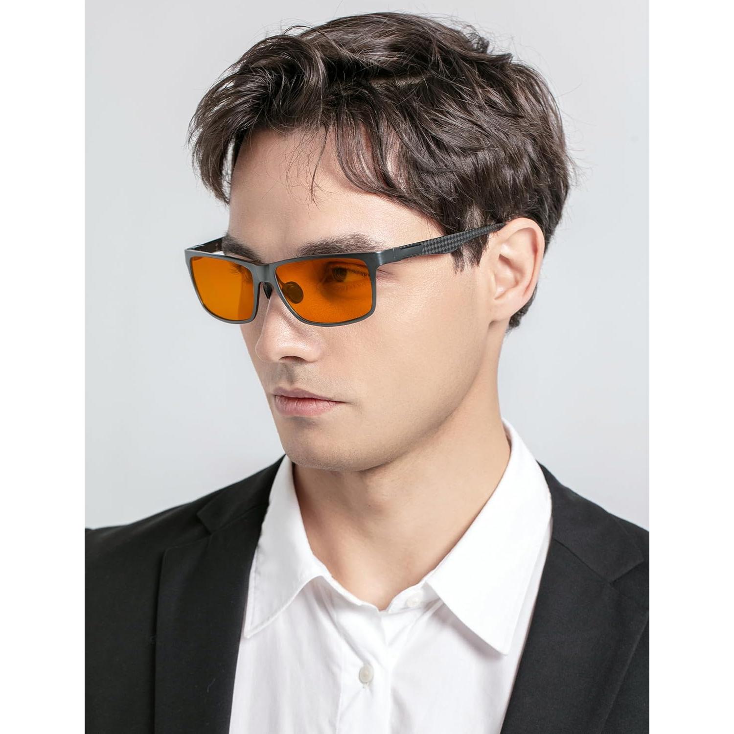 Gafas de Luz Azul ANYLUV Plata Fibra de Carbono Ligeras