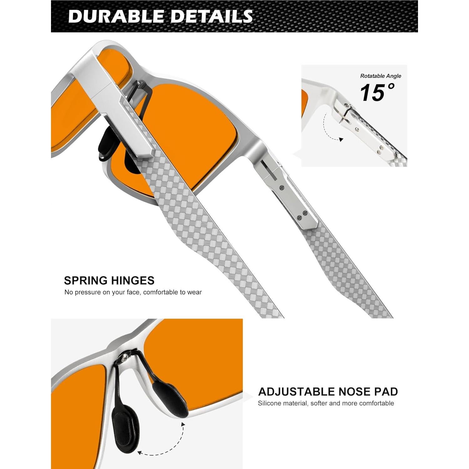 Gafas de Luz Azul ANYLUV Plata Fibra de Carbono Ligeras