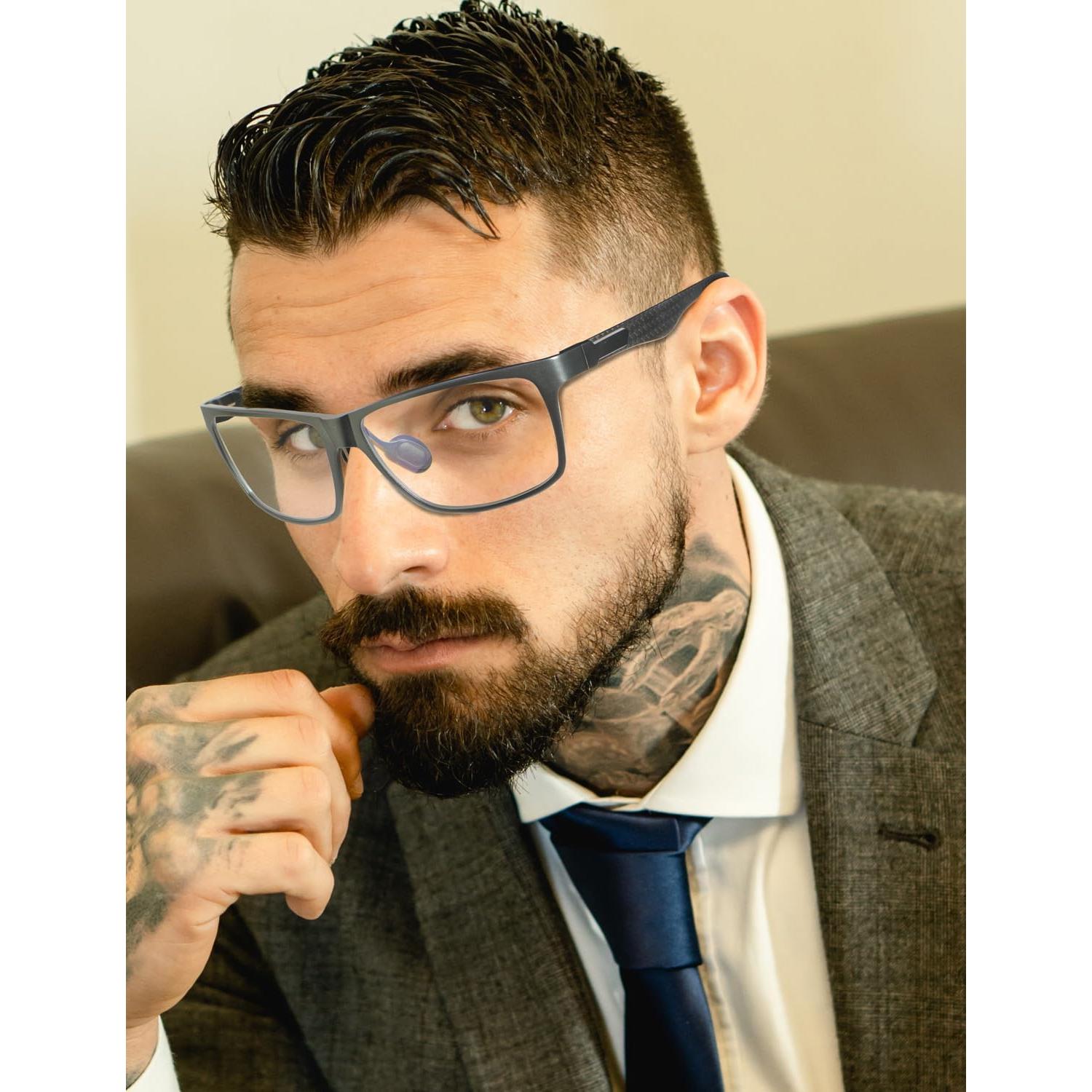 Gafas de Luz Azul ANYLUV Fibra de Carbono Plateadas Negras