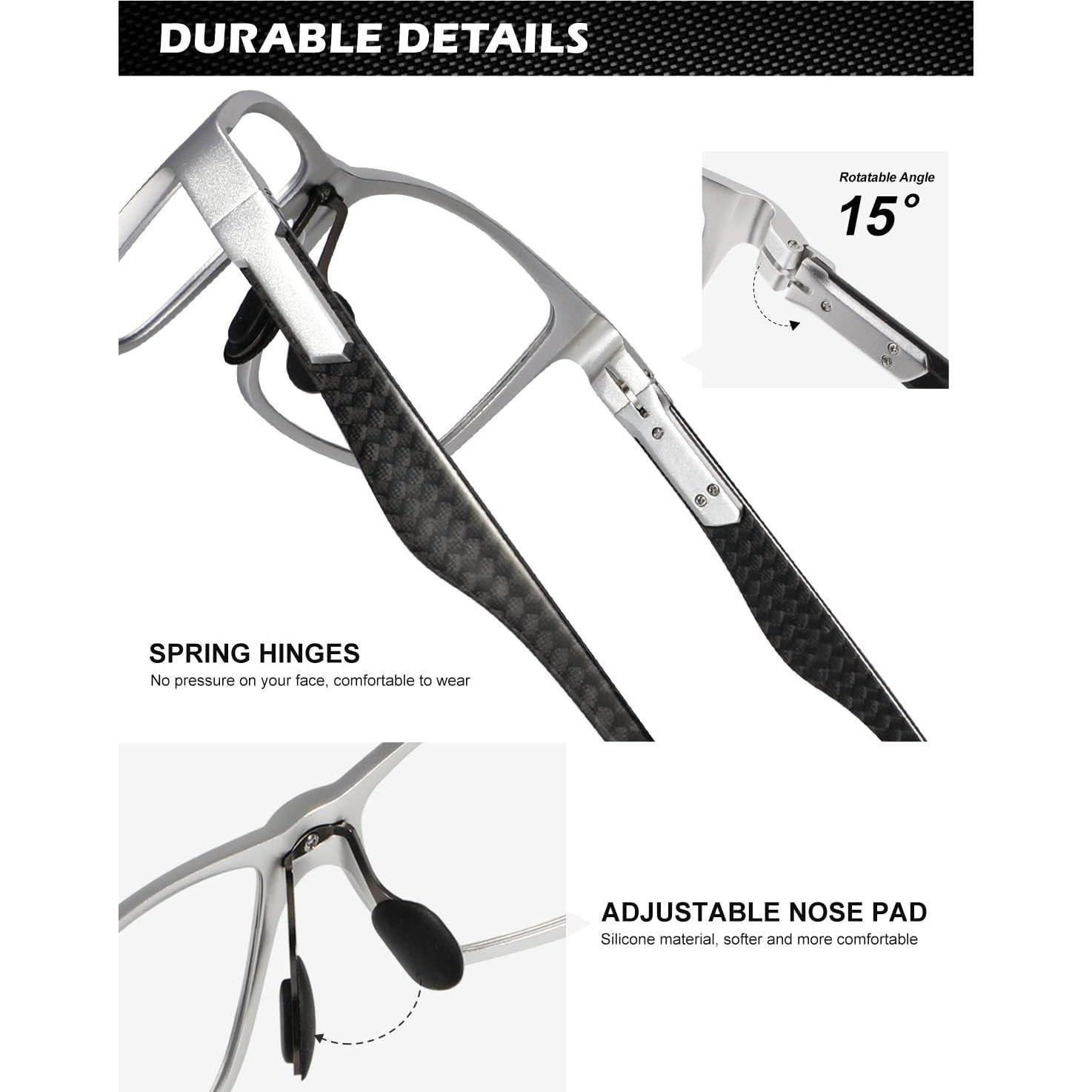 Gafas de Luz Azul ANYLUV Fibra de Carbono Plateadas Negras