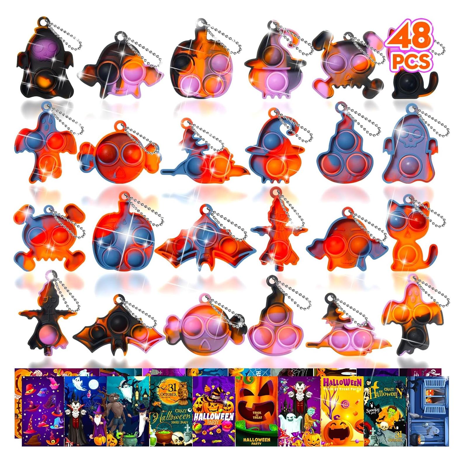 24 Llaveros Pop Antiestrés Halloween TOANWOD + Tarjetas