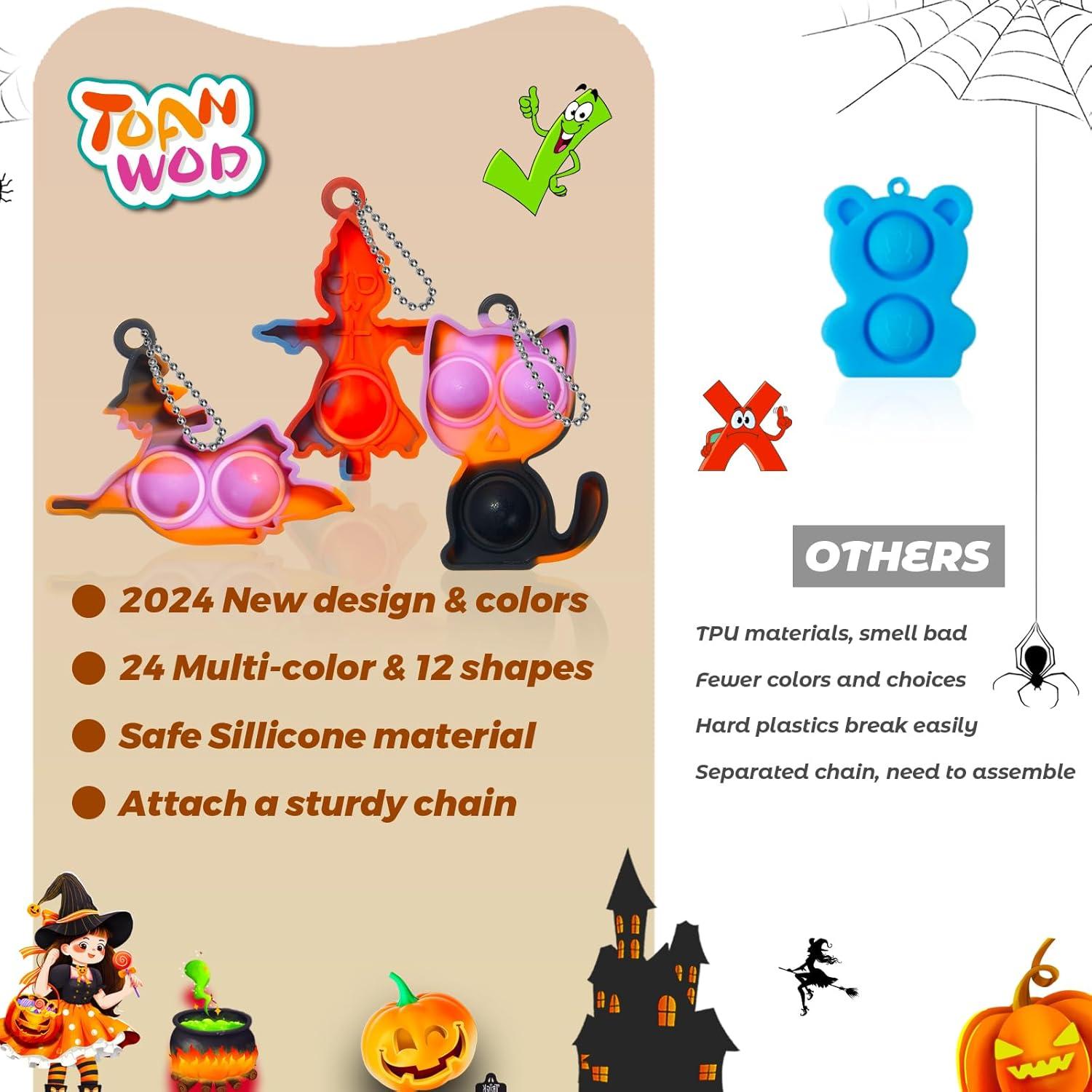 24 Llaveros Pop Antiestrés Halloween TOANWOD + Tarjetas