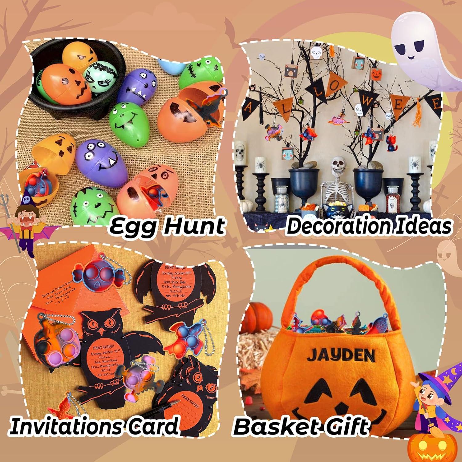 24 Llaveros Pop Antiestrés Halloween TOANWOD + Tarjetas