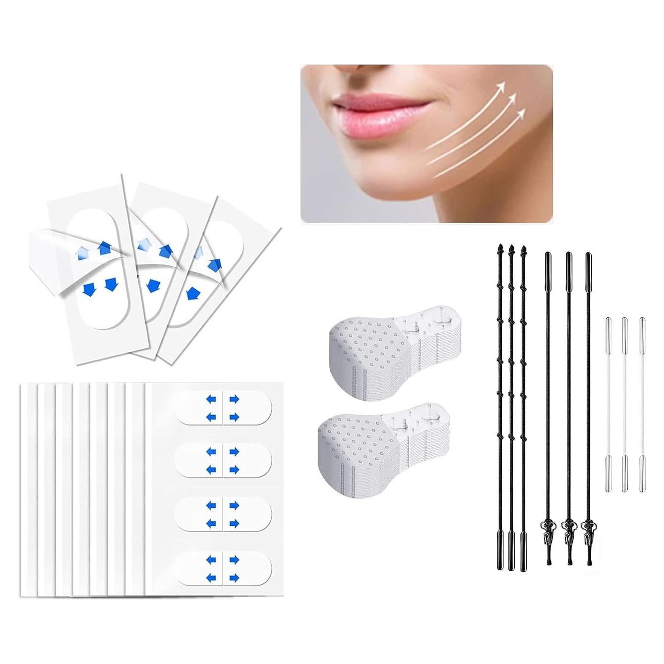 Kit de Cinta Elevadora Facial Invisible 160 Pcs - 120 Pcs Pegatinas y 40 Pcs Cinta Maquillaje