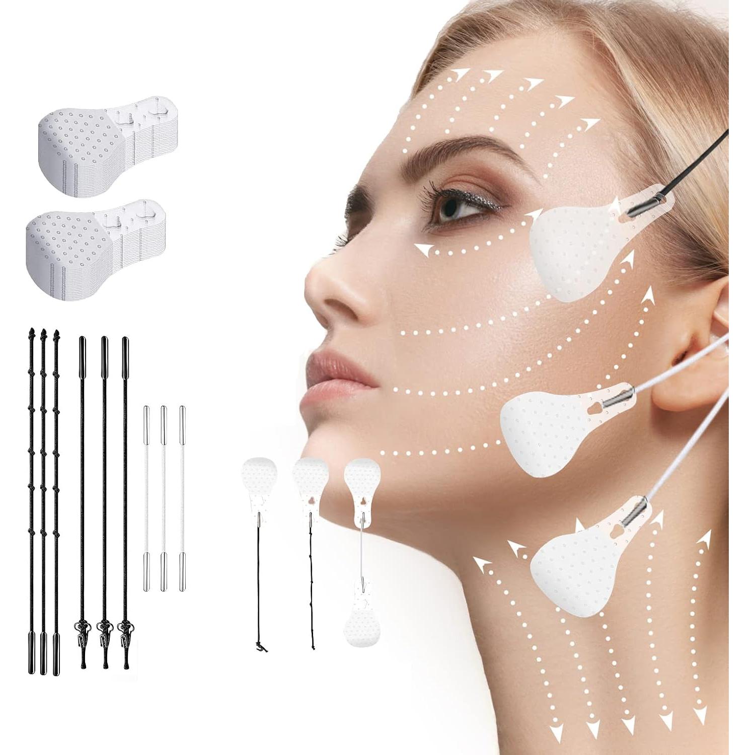 Kit de Cinta Elevadora Facial Invisible 160 Pcs - 120 Pcs Pegatinas y 40 Pcs Cinta Maquillaje