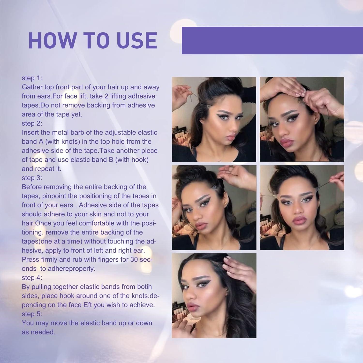 Kit de Cinta Elevadora Facial Invisible 160 Pcs - 120 Pcs Pegatinas y 40 Pcs Cinta Maquillaje