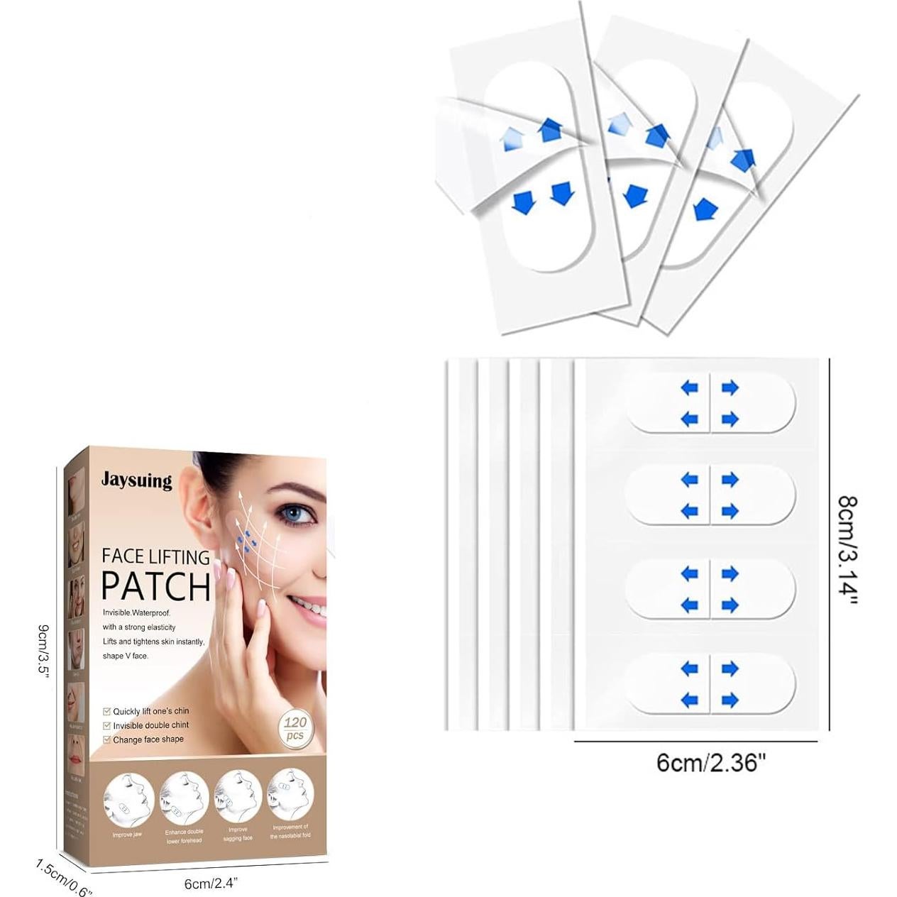 Kit de Cinta Elevadora Facial Invisible 160 Pcs - 120 Pcs Pegatinas y 40 Pcs Cinta Maquillaje