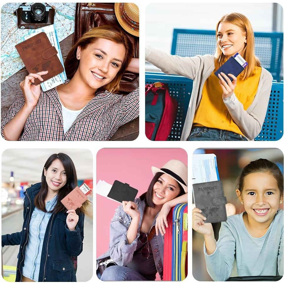 Portapasaportes RFID Chffcuh Negro Cuero PU 10.9x15cm