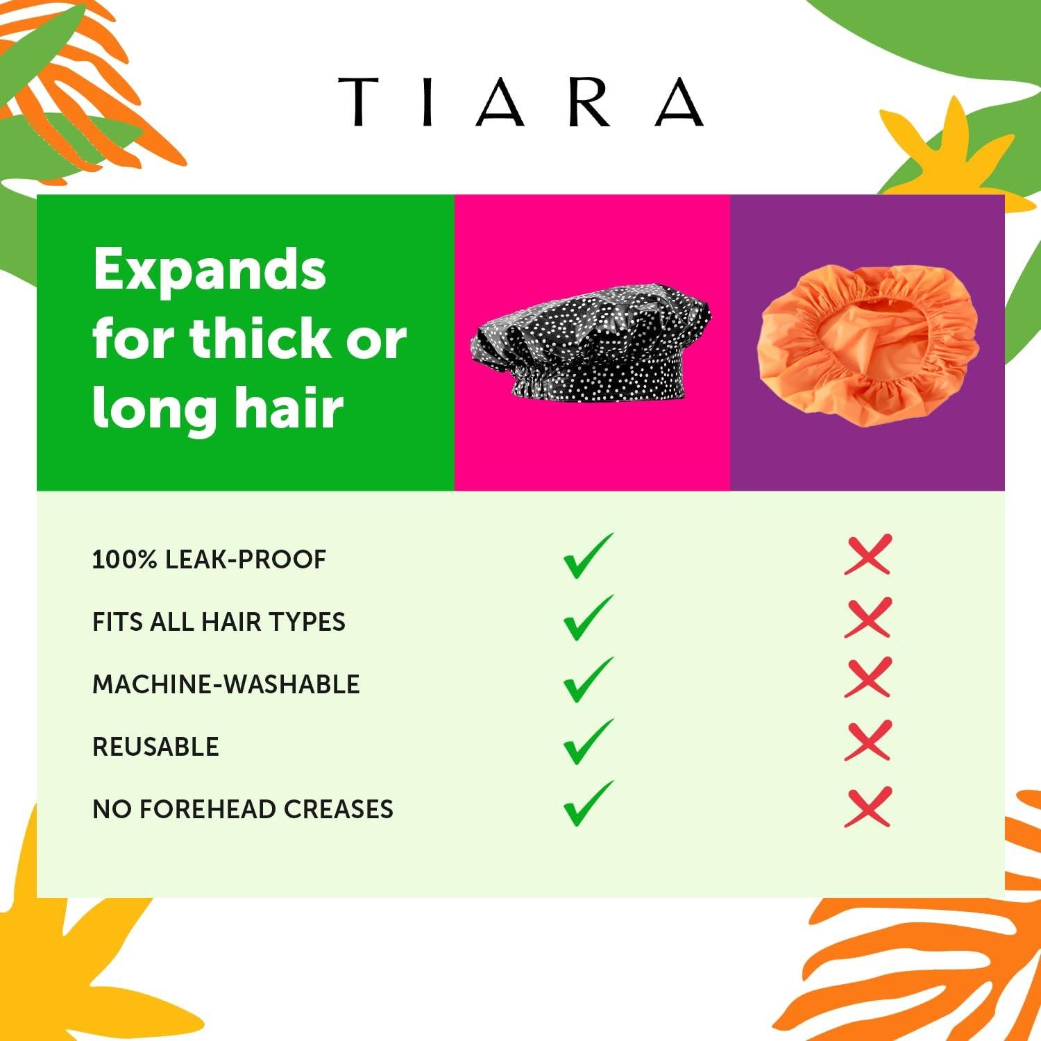 Gorro de Ducha Reutilizable TIARA 2-en-1 Impermeable 13cm