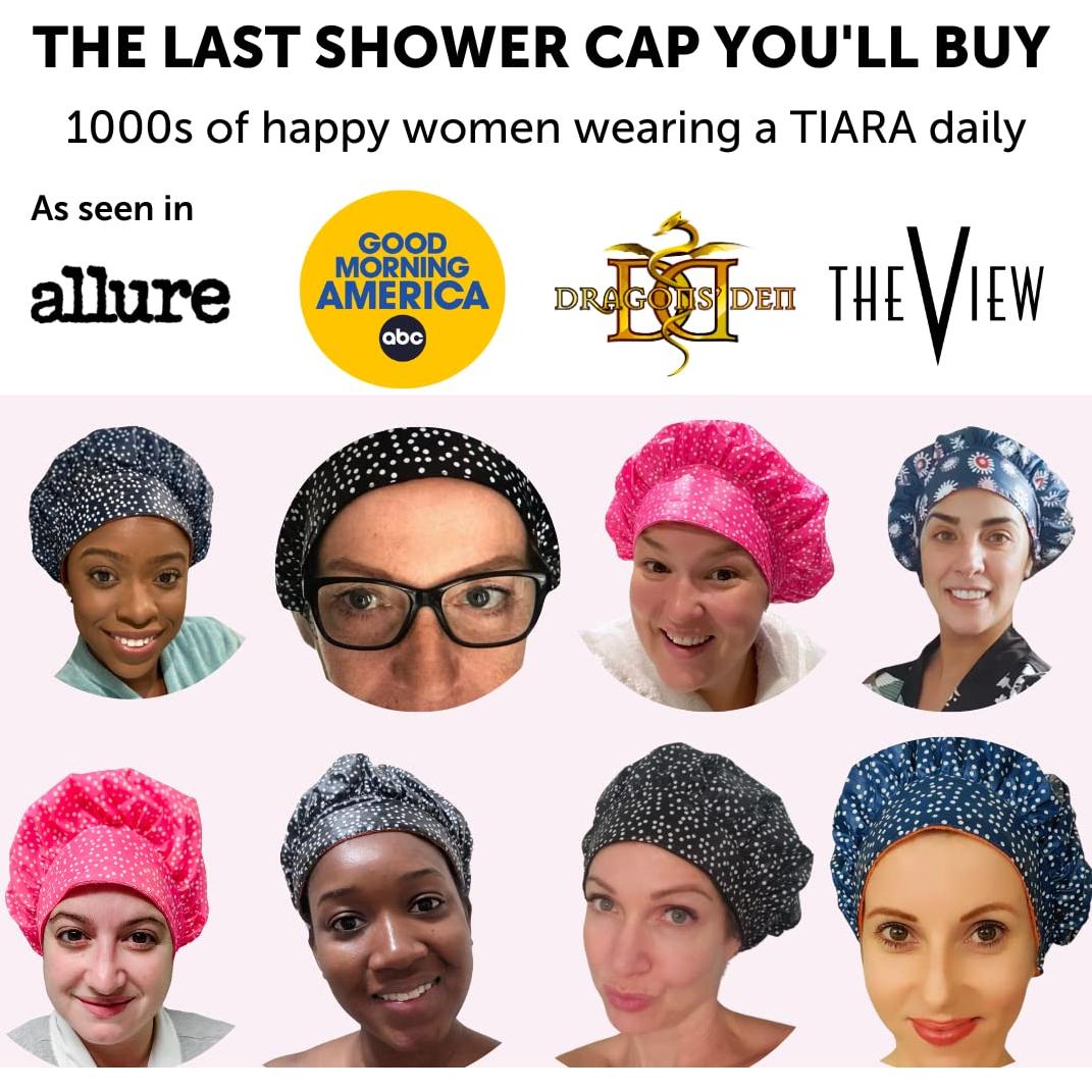 Gorro de Ducha Reutilizable TIARA 2-en-1 Impermeable 13cm
