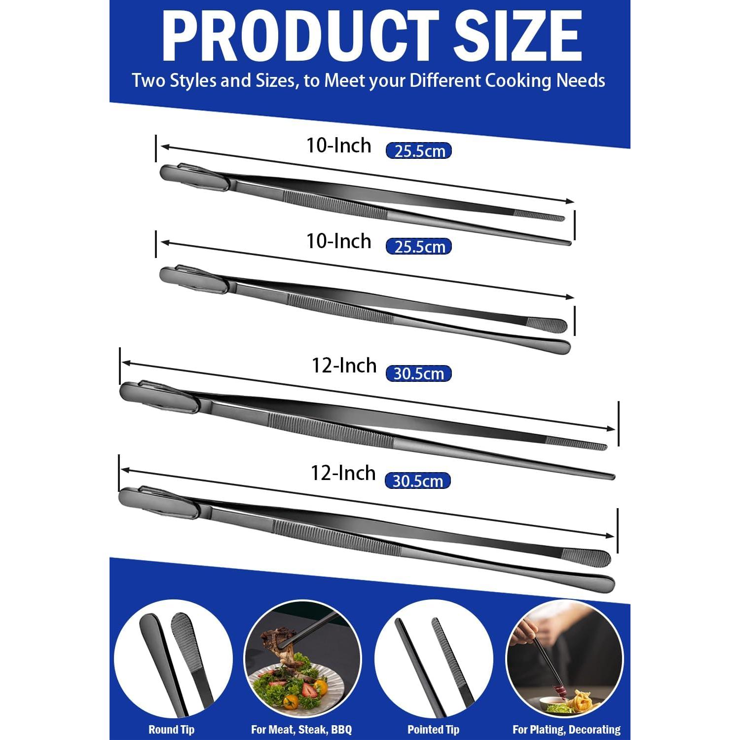 Juego de Pinzas de Cocina JETKONG 4 Pcs Acero Inoxidable 30.48 cm