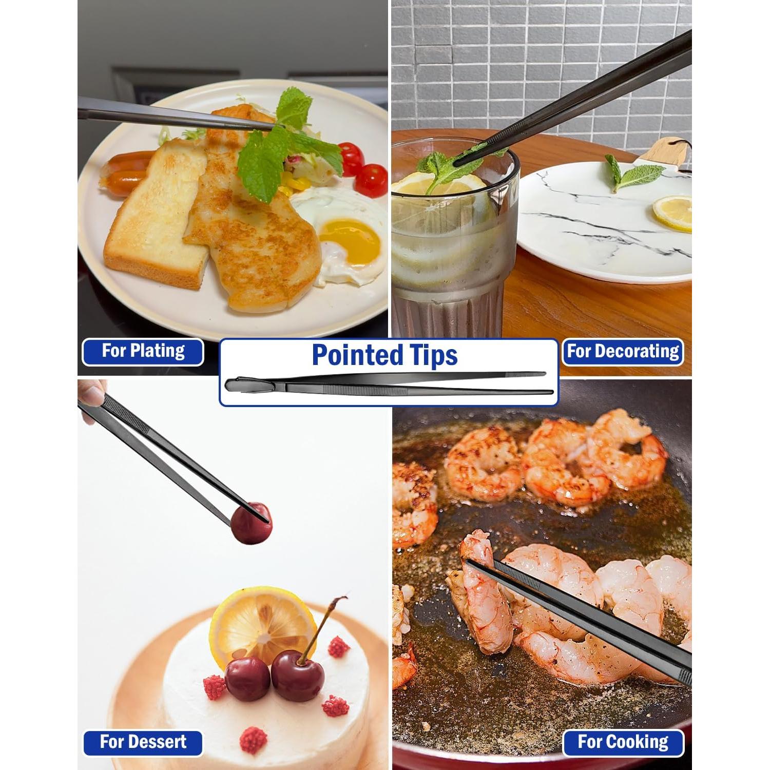 Juego de Pinzas de Cocina JETKONG 4 Pcs Acero Inoxidable 30.48 cm