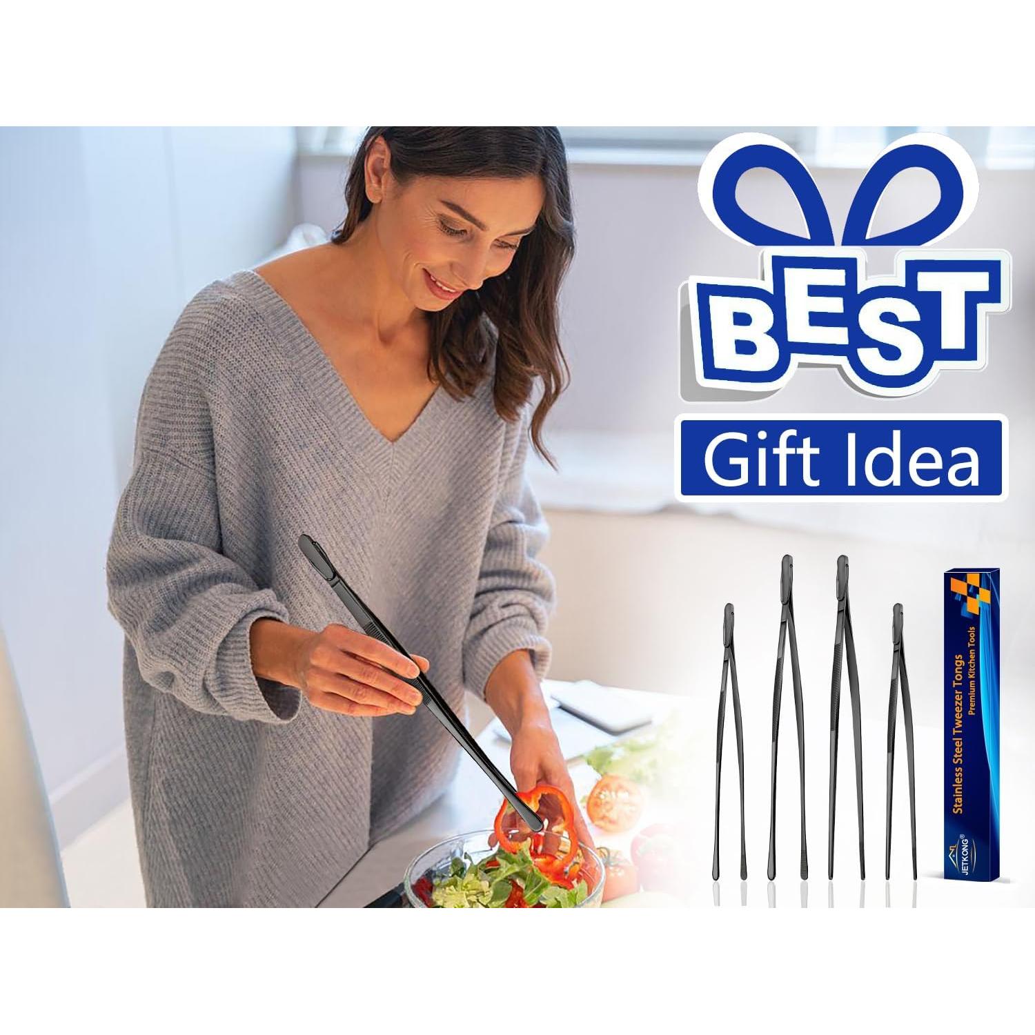 Juego de Pinzas de Cocina JETKONG 4 Pcs Acero Inoxidable 30.48 cm