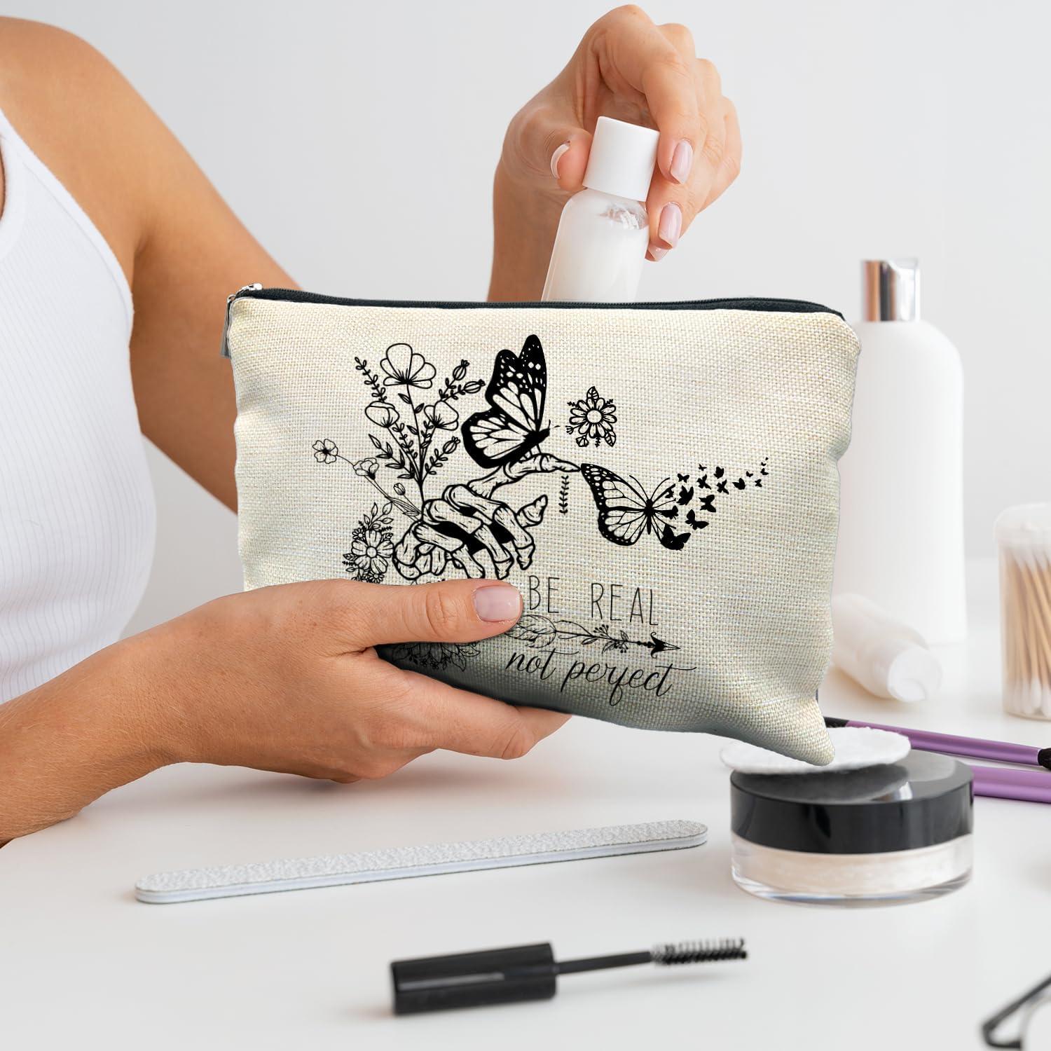 Bolsa Cosmética de Lino Be Real and Perfect - 25.4x19.1cm