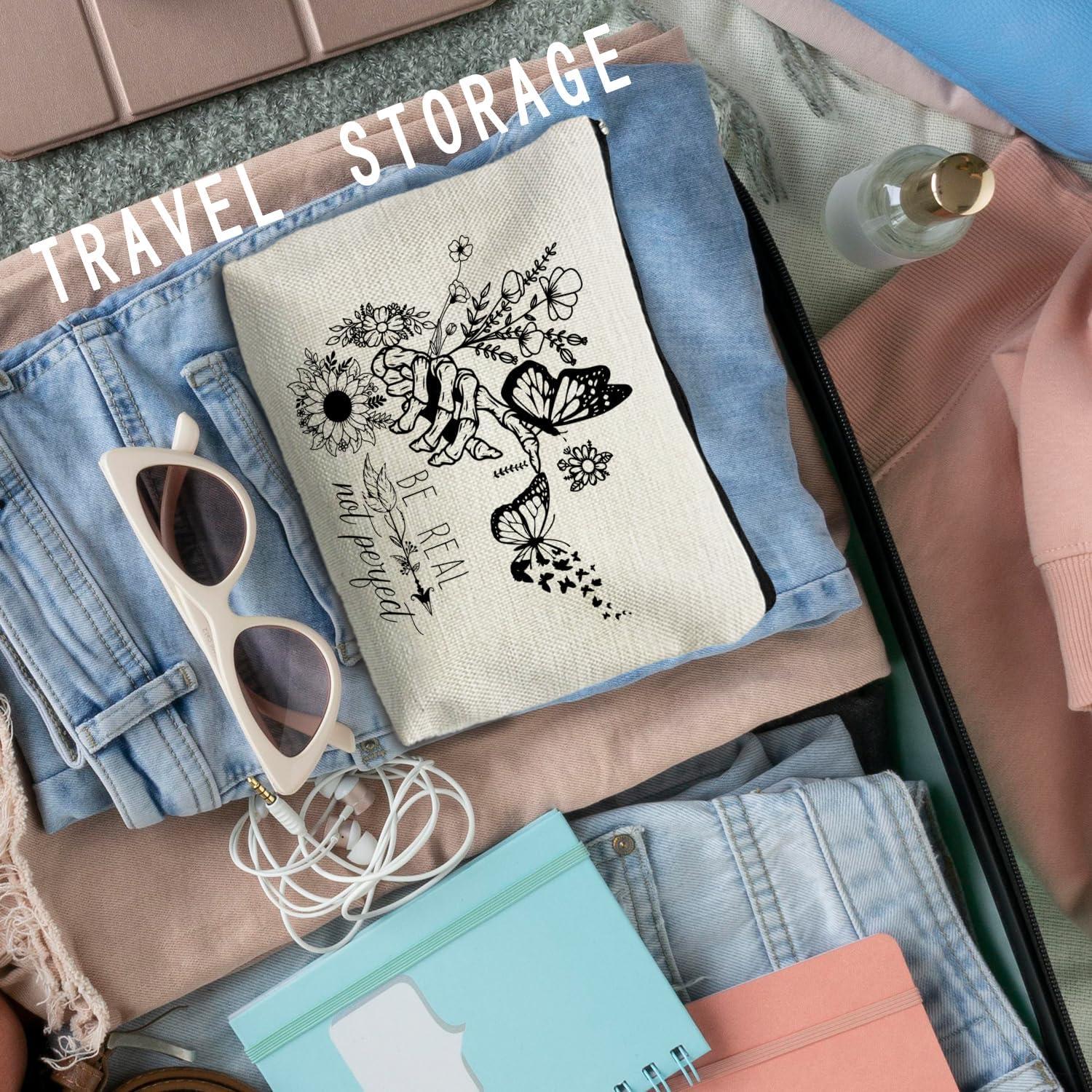 Bolsa Cosmética de Lino Be Real and Perfect - 25.4x19.1cm