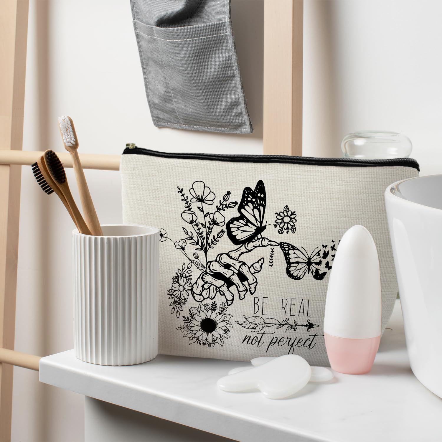 Bolsa Cosmética de Lino Be Real and Perfect - 25.4x19.1cm