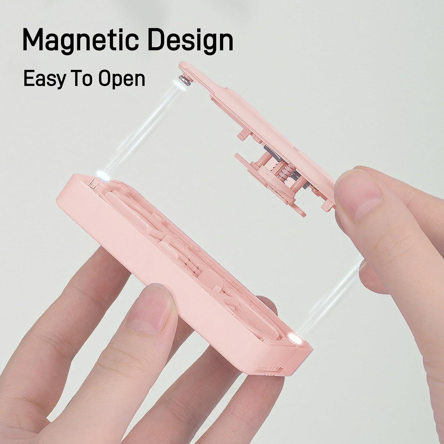 Dispensador de Hilo Dental Portátil Buhong Rosa - 10 Palillos Doble Línea