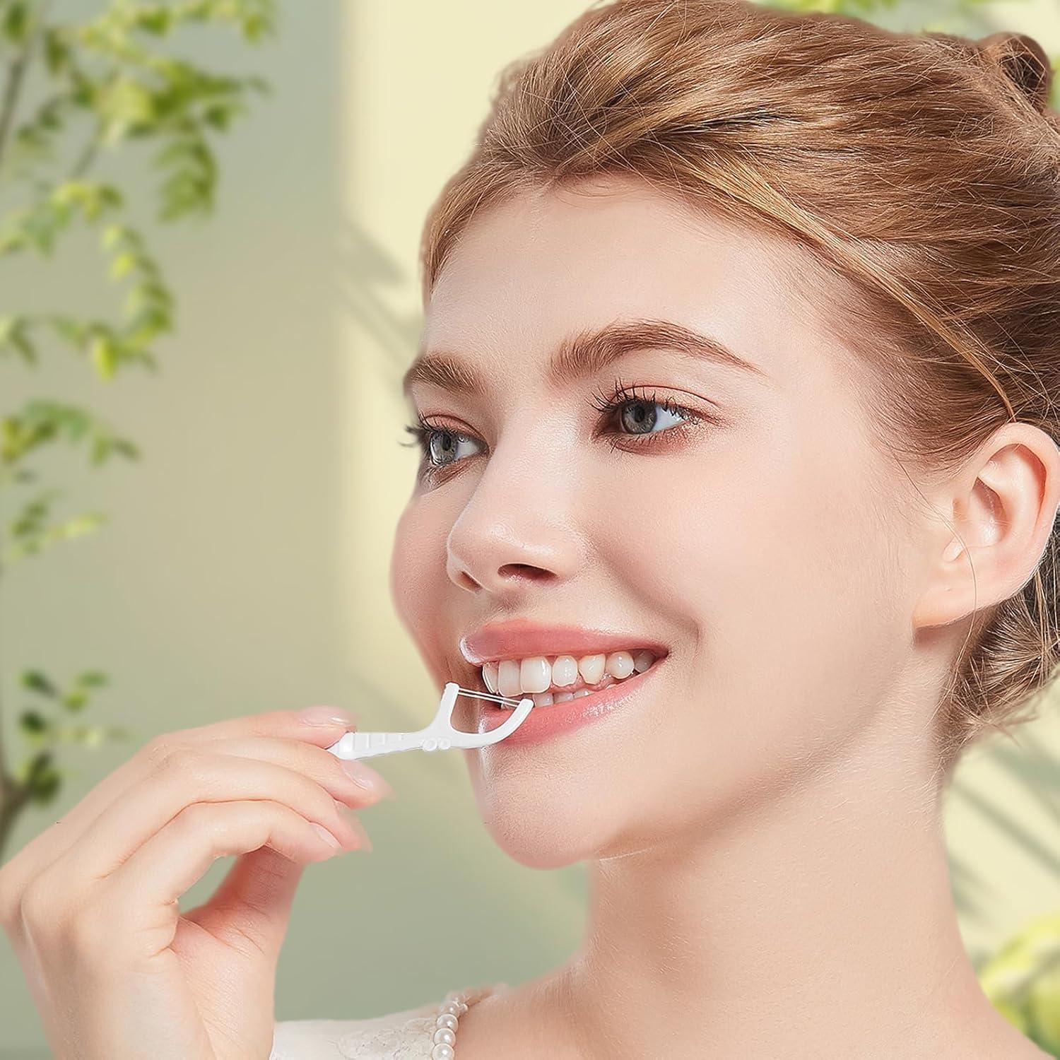 Dispensador de Hilo Dental Portátil Buhong Rosa - 10 Palillos Doble Línea