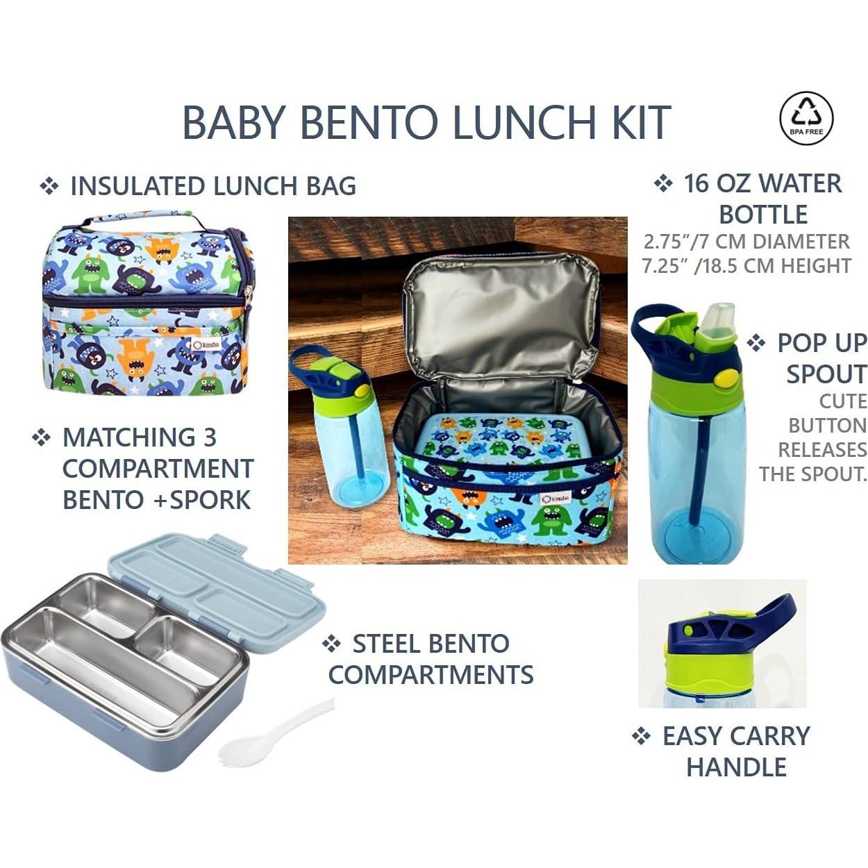 Caja Bento Kinsho Acero Inoxidable 400ml + Bolsa y Botella
