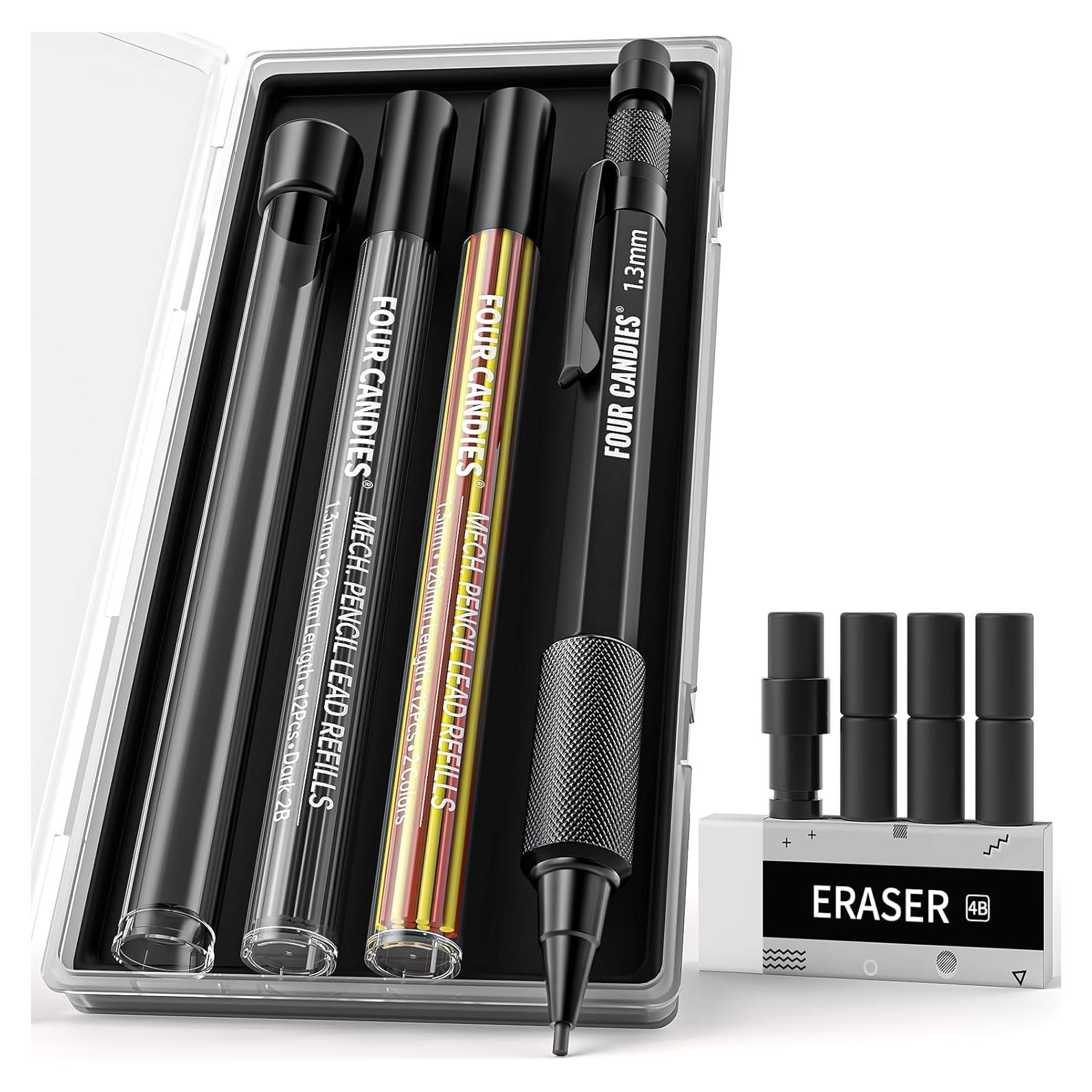 Juego de Lápices Mecánicos 1.3mm Four Candies con 24 Recargas