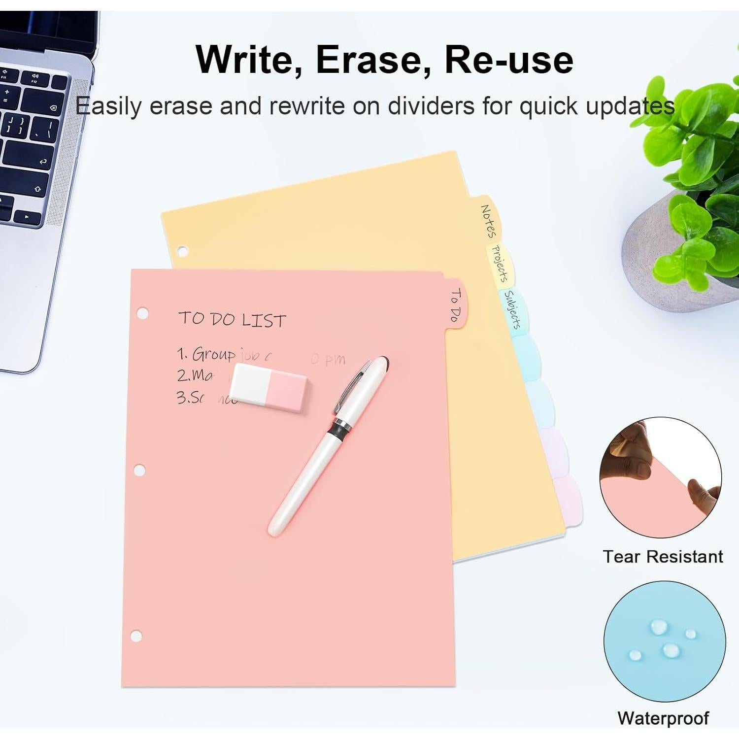 Separadores de Carpeta LRFWJS 8 Pestañas Reutilizables Carta