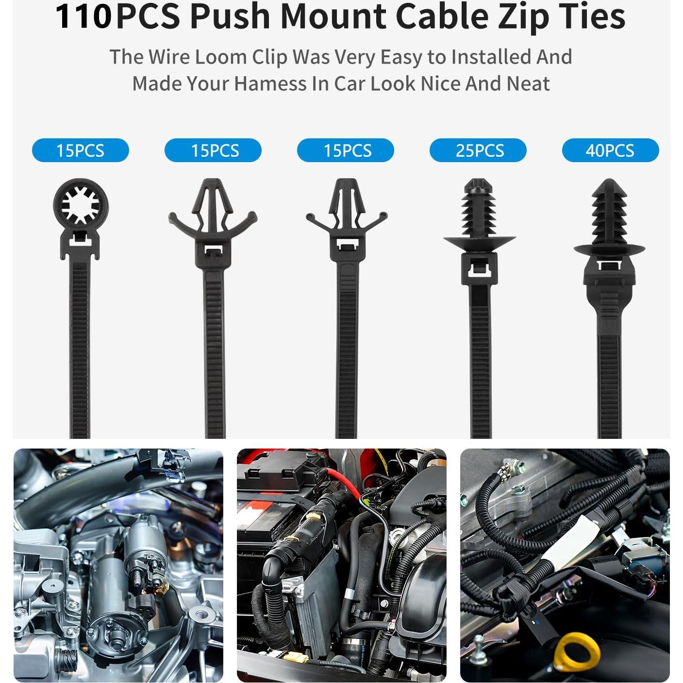 Bridas de Cable Nylon 110 Pcs Armpow - 5 Tamaños Resistentes