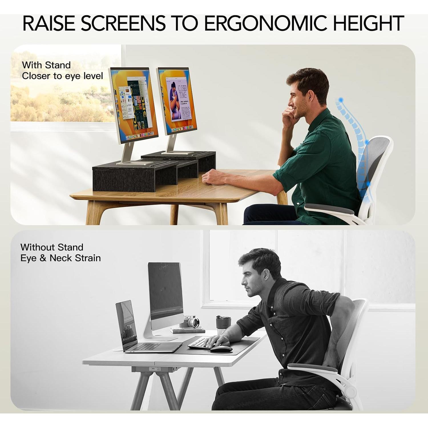 Soporte Elevador para Doble Monitor AMERIERGO Ajustable 103.9 cm