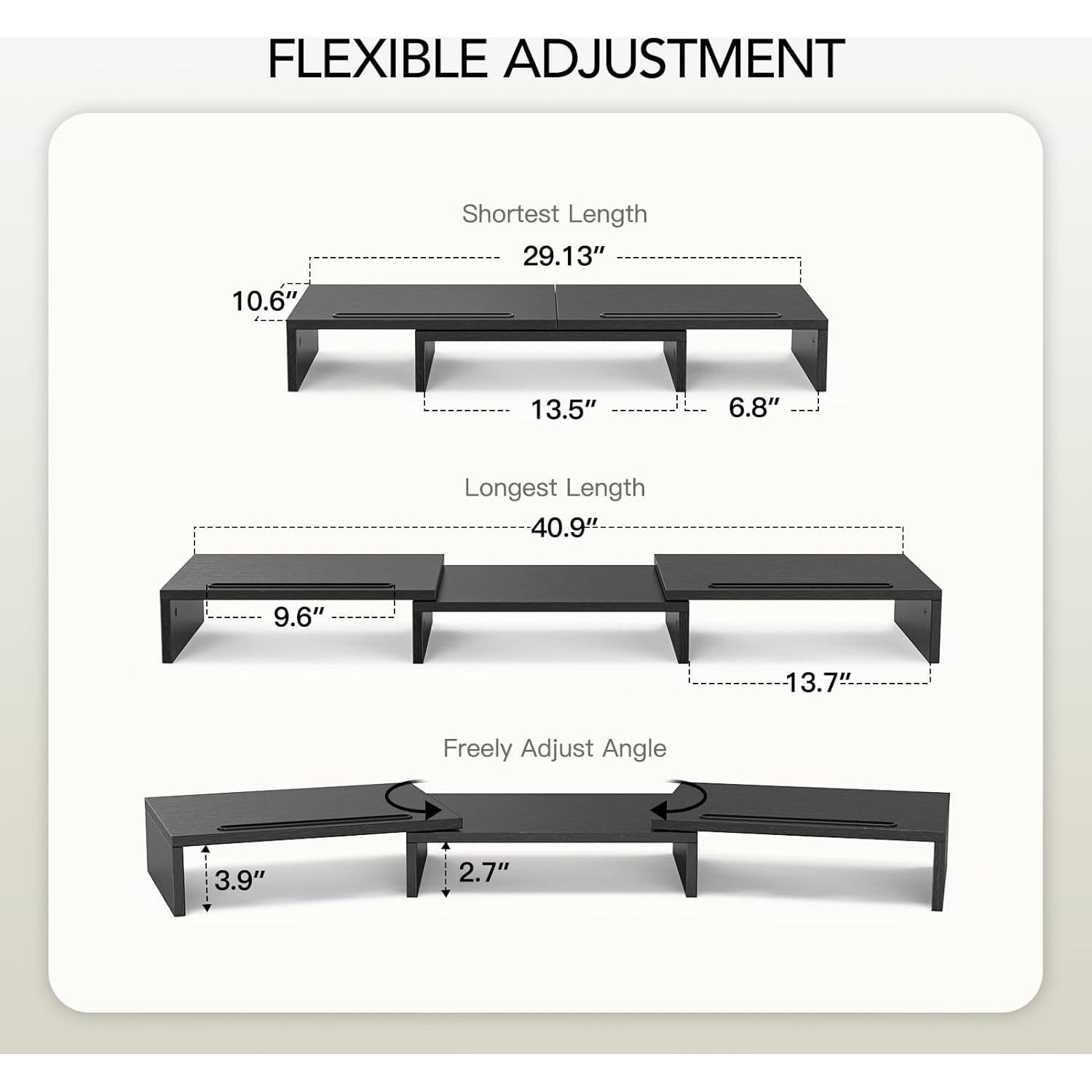 Soporte Elevador para Doble Monitor AMERIERGO Ajustable 103.9 cm