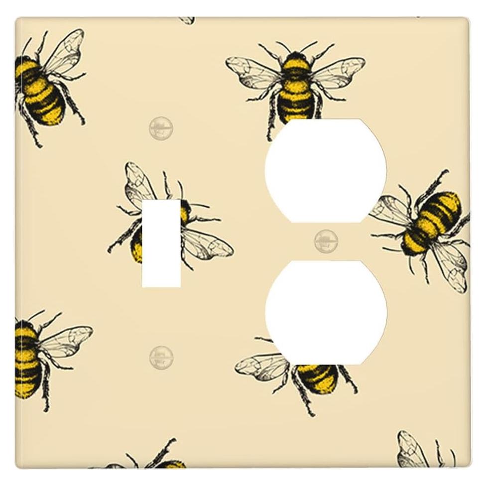 Placa de Interruptor Moslion Abeja 1 Interruptor 1 Enchufe Doble