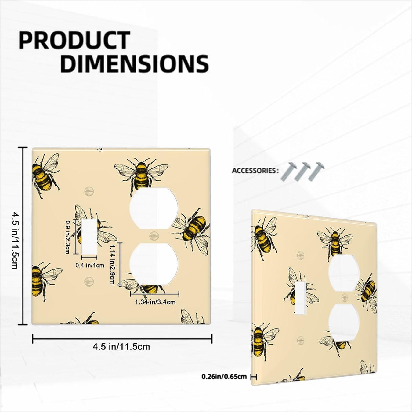 Placa de Interruptor Moslion Abeja 1 Interruptor 1 Enchufe Doble