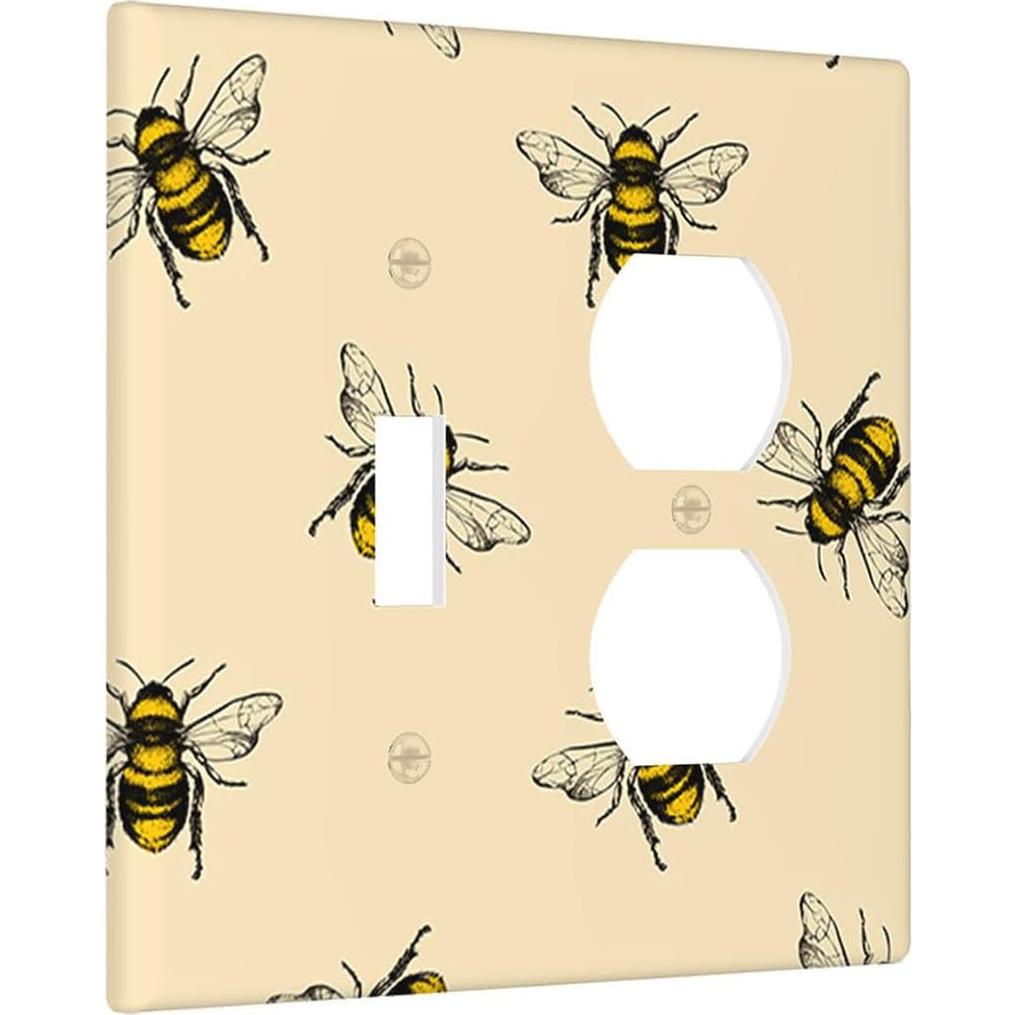 Placa de Interruptor Moslion Abeja 1 Interruptor 1 Enchufe Doble